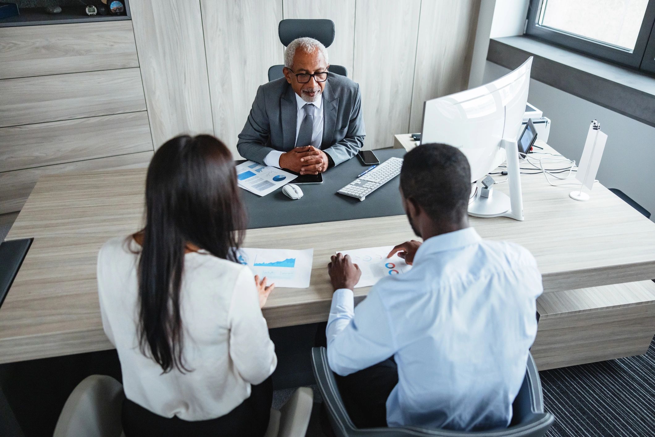 Business professionals collaborating in a strategic planning meeting